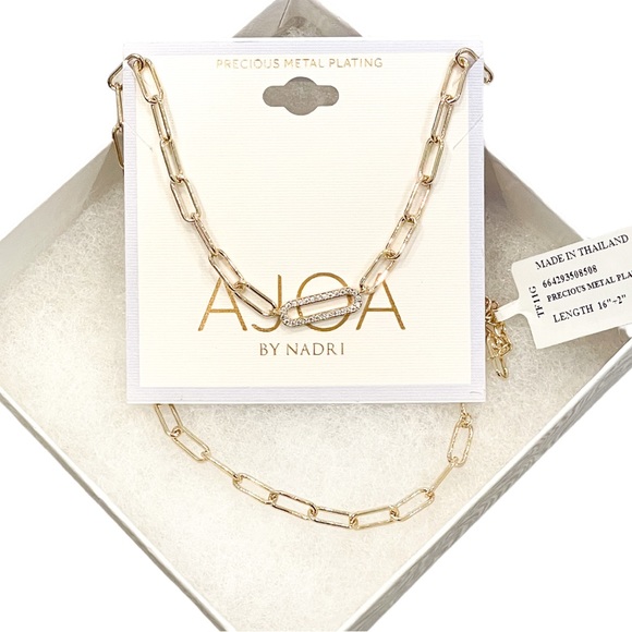 AJOA by NADRI Lynx Cubic Zirconia Gold Plated Chain Necklace NWT - Picture 2 of 4